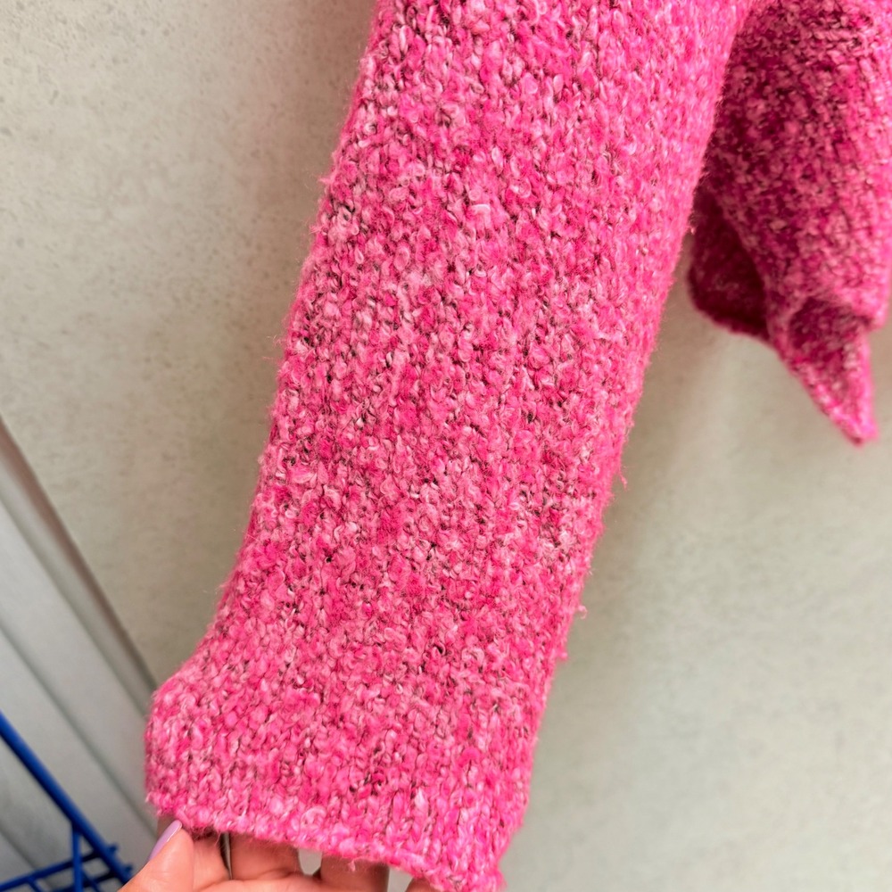 Chelsea & Theodore Small Womens Cropped Pink Cowl Neck Cozy Winter‎ Cozy Sweater - Picture 5 of 6